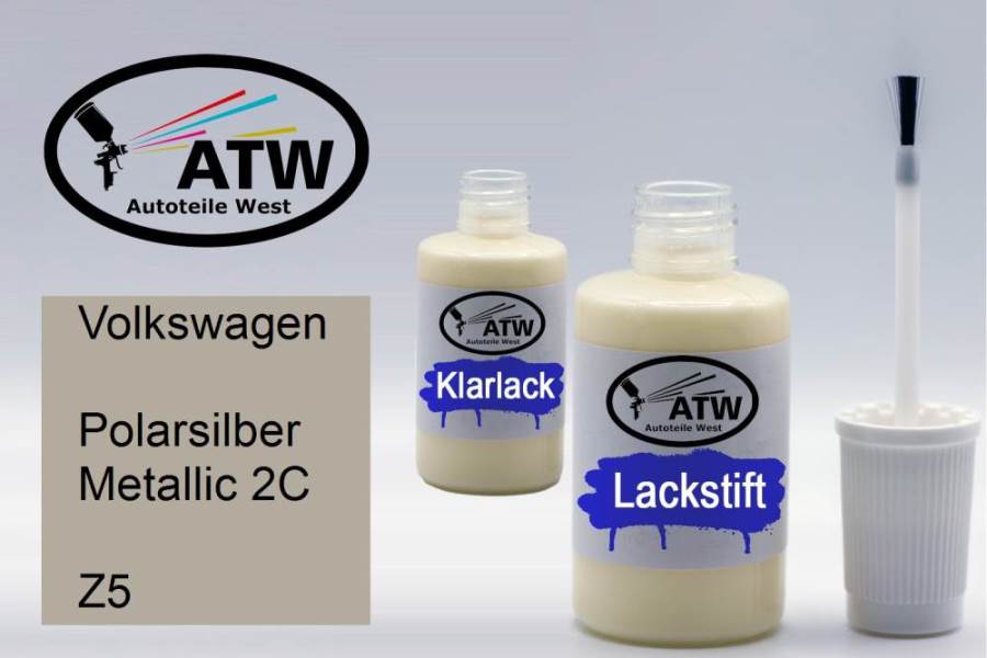 Volkswagen, Polarsilber Metallic 2C, Z5: 20ml Lackstift + 20ml Klarlack - Set, von ATW Autoteile West.